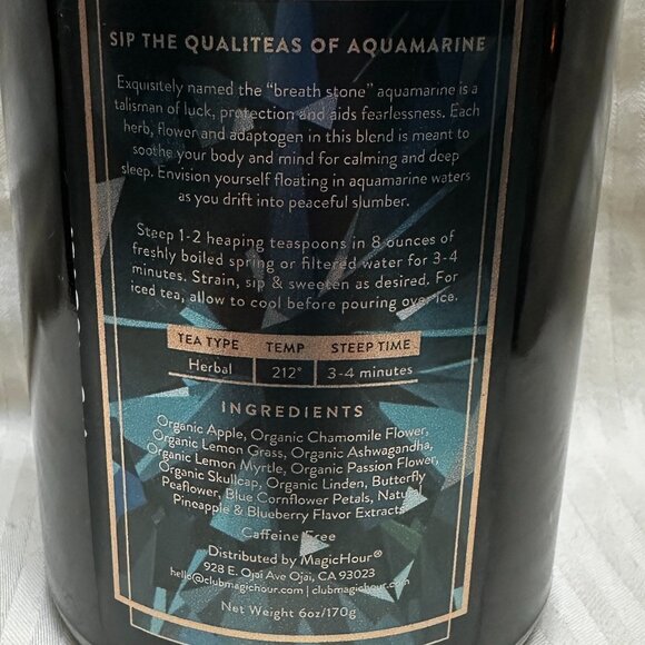 NEW! MAGIC HOUR AQUAMARINE DREAM TEA IN VIOLET GLASS APOTHECARY JAR 60-75 CUPS - Picture 6 of 6